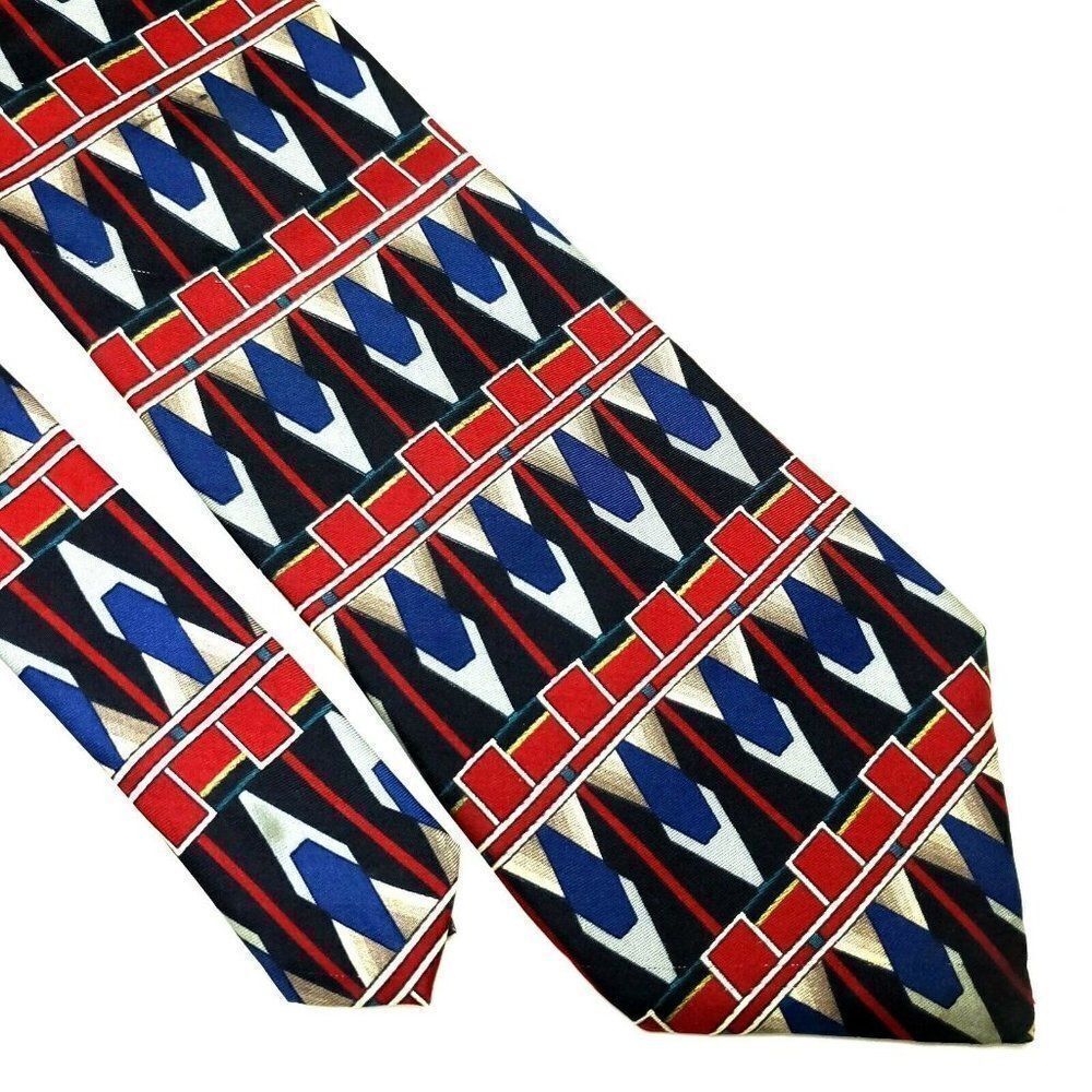 Zylos George Machado‎ Silk Tie Print Abstract Multi-Colored Geometric